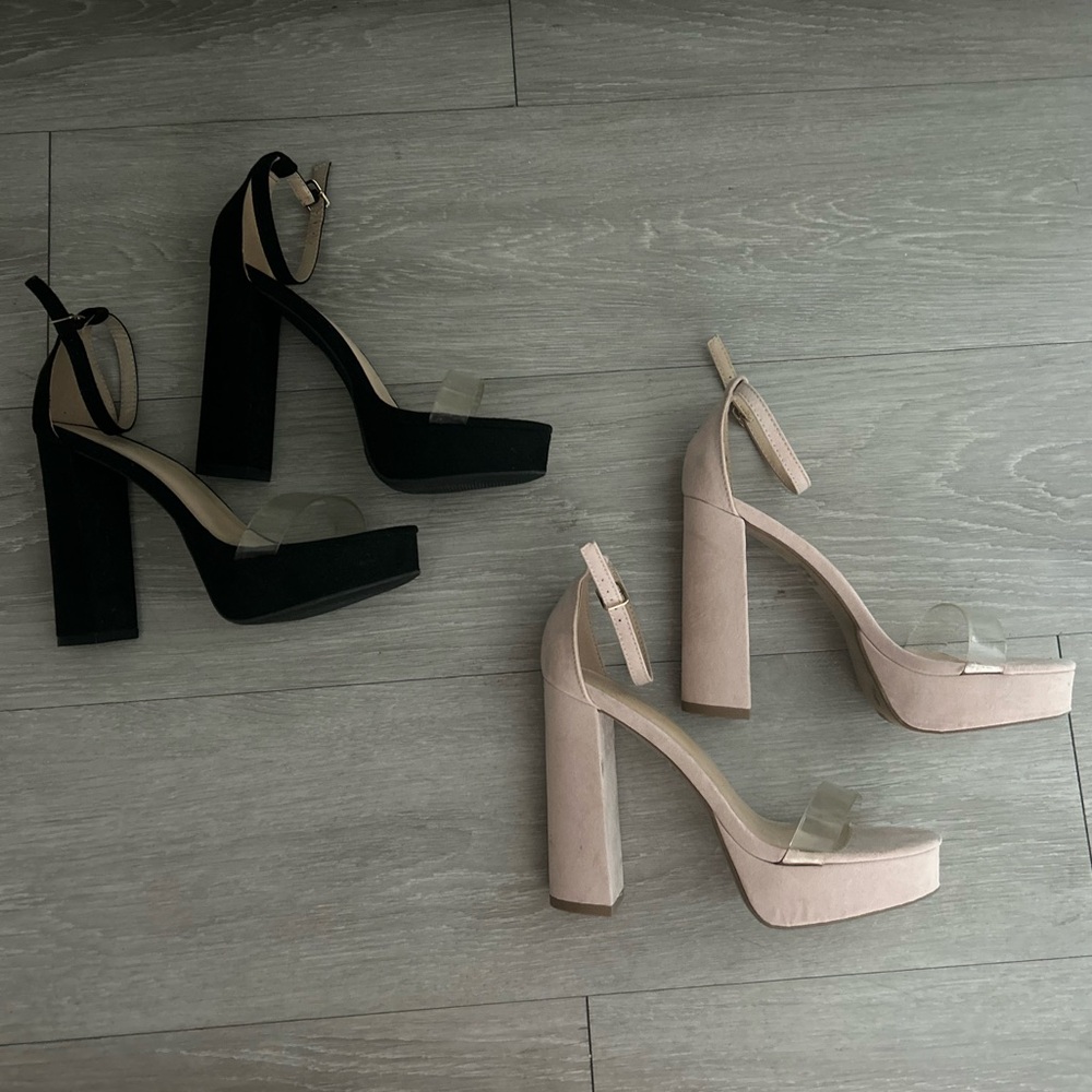 Pink and black heels size 7
